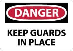 NMC - "Danger - Keep Guards in Place", 10" Long x 14" Wide, Aluminum Safety Sign - Rectangle, 0.04" Thick, Use for Accident Prevention - All Tool & Supply