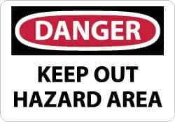 NMC - "Danger - Keep Out - Hazard Area", 10" Long x 14" Wide, Rigid Plastic Safety Sign - Rectangle, 0.05" Thick, Use for Accident Prevention - All Tool & Supply