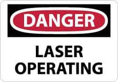 NMC - "Danger - Laser Operating", 10" Long x 14" Wide, Aluminum Safety Sign - Rectangle, 0.04" Thick, Use for Accident Prevention - All Tool & Supply