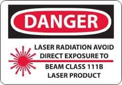 NMC - "Danger - Laser Radiation - Avoid Direct Exposure to Beam - Class 111b Laser Product", 10" Long x 14" Wide, Rigid Plastic Safety Sign - Rectangle, 0.05" Thick, Use for Accident Prevention - All Tool & Supply