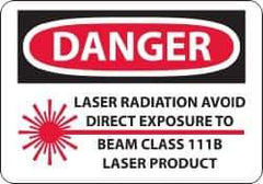 NMC - "Danger - Laser Radiation - Avoid Direct Exposure to Beam - Class 111b Laser Product", 10" Long x 14" Wide, Aluminum Safety Sign - Rectangle, 0.04" Thick, Use for Accident Prevention - All Tool & Supply