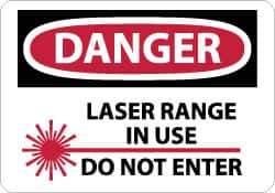 NMC - "Danger - Laser Range in Use - Do Not Enter", 10" Long x 14" Wide, Aluminum Safety Sign - Rectangle, 0.04" Thick, Use for Security & Admittance - All Tool & Supply