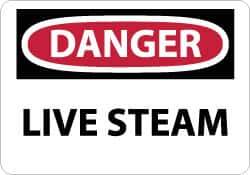 NMC - "Danger - Live Steam", 10" Long x 14" Wide, Rigid Plastic Safety Sign - Rectangle, 0.05" Thick, Use for Accident Prevention - All Tool & Supply