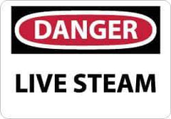 NMC - "Danger - Live Steam", 10" Long x 14" Wide, Aluminum Safety Sign - Rectangle, 0.04" Thick, Use for Accident Prevention - All Tool & Supply