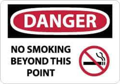 NMC - "Danger - No Smoking Beyond This Point", 10" Long x 14" Wide, Aluminum Safety Sign - Rectangle, 0.04" Thick, Use for Accident Prevention - All Tool & Supply