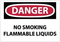 NMC - "Danger - No Smoking - Flammable Liquids", 10" Long x 14" Wide, Aluminum Safety Sign - Rectangle, 0.04" Thick, Use for Accident Prevention - All Tool & Supply