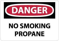 NMC - "Danger - No Smoking - Propane", 10" Long x 14" Wide, Aluminum Safety Sign - Rectangle, 0.04" Thick, Use for Accident Prevention - All Tool & Supply