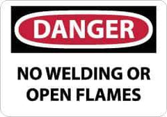 NMC - "Danger - No Welding or Open Flames", 10" Long x 14" Wide, Aluminum Safety Sign - Rectangle, 0.04" Thick, Use for Accident Prevention - All Tool & Supply