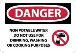 NMC - "Danger - Non Potable Water - Do Not Use for Drinking, Washing or Cooking Purposes", 10" Long x 14" Wide, Aluminum Safety Sign - Rectangle, 0.04" Thick, Use for Accident Prevention - All Tool & Supply