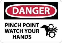 NMC - "Danger - Pinch Point - Watch Your Hands", 10" Long x 14" Wide, Aluminum Safety Sign - Rectangle, 0.04" Thick, Use for Accident Prevention - All Tool & Supply