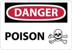 NMC - "Danger - Poison", 10" Long x 14" Wide, Aluminum Safety Sign - Rectangle, 0.04" Thick, Use for Hazardous Materials - All Tool & Supply