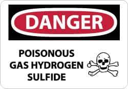 NMC - "Danger - Poisonous Gas - Hydrogen Sulfide", 10" Long x 14" Wide, Aluminum Safety Sign - Rectangle, 0.04" Thick, Use for Hazardous Materials - All Tool & Supply