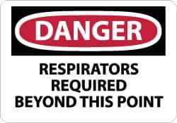 NMC - "Danger - Respirators Required Beyond This Point", 10" Long x 14" Wide, Rigid Plastic Safety Sign - Rectangle, 0.05" Thick, Use for Accident Prevention - All Tool & Supply