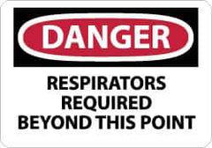 NMC - "Danger - Respirators Required Beyond This Point", 10" Long x 14" Wide, Aluminum Safety Sign - Rectangle, 0.04" Thick, Use for Accident Prevention - All Tool & Supply