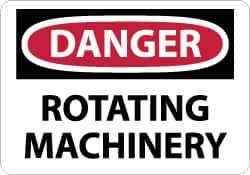 NMC - "Danger - Rotating Machinery", 10" Long x 14" Wide, Rigid Plastic Safety Sign - Rectangle, 0.05" Thick, Use for Accident Prevention - All Tool & Supply