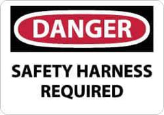 NMC - "Danger - Safety Harness Required", 10" Long x 14" Wide, Aluminum Safety Sign - Rectangle, 0.04" Thick, Use for Accident Prevention - All Tool & Supply