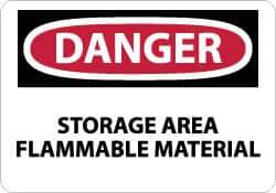 NMC - "Danger - Storage Area - Flammable Material", 10" Long x 14" Wide, Rigid Plastic Safety Sign - Rectangle, 0.05" Thick, Use for Hazardous Materials - All Tool & Supply