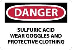 NMC - "Danger - Sulfuric Acid - Wear Goggles and Protective Clothing", 10" Long x 14" Wide, Aluminum Safety Sign - Rectangle, 0.04" Thick, Use for Accident Prevention - All Tool & Supply