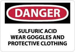 NMC - "Danger - Sulfuric Acid - Wear Goggles and Protective Clothing", 10" Long x 14" Wide, Aluminum Safety Sign - Rectangle, 0.04" Thick, Use for Accident Prevention - All Tool & Supply