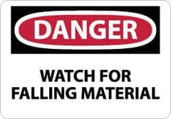 NMC - "Danger - Watch for Falling Material", 10" Long x 14" Wide, Aluminum Safety Sign - Rectangle, 0.04" Thick, Use for Accident Prevention - All Tool & Supply