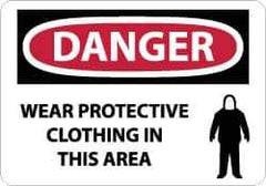 NMC - "Danger - Wear Protective Clothing in This Area", 10" Long x 14" Wide, Aluminum Safety Sign - Rectangle, 0.04" Thick, Use for Accident Prevention - All Tool & Supply