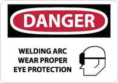 NMC - "Danger - Welding Arc Wear Proper Eye Protection", 10" Long x 14" Wide, Aluminum Safety Sign - Rectangle, 0.04" Thick, Use for Accident Prevention - All Tool & Supply