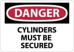 NMC - "Danger - Cylinders Must Be Secured", 10" Long x 14" Wide, Aluminum Safety Sign - Rectangle, 0.04" Thick, Use for Accident Prevention - All Tool & Supply