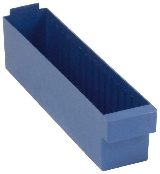 Quantum Storage - 17-5/8" Deep, Blue High-Impact Polystyrene Drawer Bin - 4-5/8" High x 3-3/4" Wide x 17-5/8" Long - All Tool & Supply