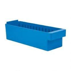 Quantum Storage - 17-5/8" Deep, Blue High-Impact Polystyrene Drawer Bin - 4-5/8" High x 5-9/16" Wide x 17-5/8" Long - All Tool & Supply