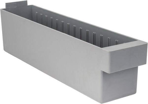 Quantum Storage - 17-5/8" Deep, Gray High-Impact Polystyrene Drawer Bin - 4-5/8" High x 3-3/4" Wide x 17-5/8" Long - All Tool & Supply