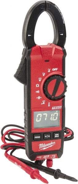 Milwaukee Tool - 2236-20, CAT III, Digital True RMS Clamp Meter with 1.3" Clamp On Jaws - 600 VAC/VDC, 600 AC/DC Amps, Measures Voltage, Capacitance, Continuity, Current, Resistance, Temperature - All Tool & Supply