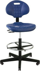 Bevco - 22 to 32" High Adjustable Height Swivel Stool - 27" Wide x 27" Deep, Polyurethane Seat, Blue - All Tool & Supply