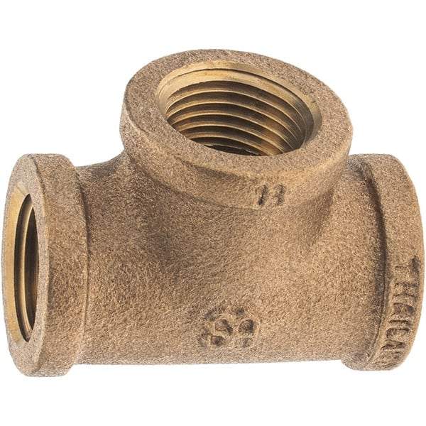 Merit Brass - Class 125, 1/2" Internal Pipe, Brass Tee - FNPT x FNPT x FNPT - All Tool & Supply