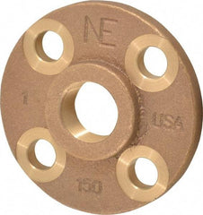 Merit Brass - 1" Pipe, 4-1/4" OD, 11/16" Hub Length, Brass & Chrome Plated, Companion Pipe Flange - 3-1/8" Across Bolt Hole Centers, 5/8" Bolt Hole, Class 125 - All Tool & Supply