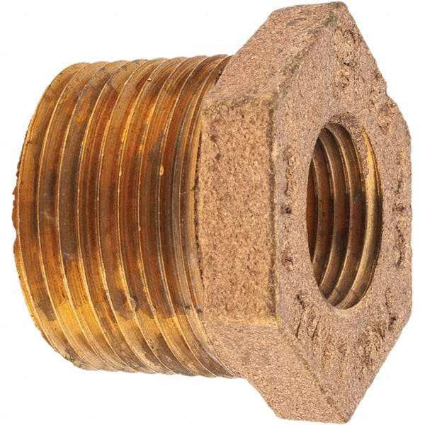 Merit Brass - Class 125, 3/4 x 3/8" Internal Pipe, Brass Hex Bushing - MNPT x FNPT - All Tool & Supply