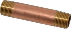 Merit Brass - 3-1/2" Long, 1/2" Pipe Threaded Brass Pipe Nipple - NPT Thread, Red Brass - All Tool & Supply