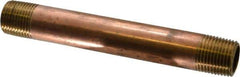 Merit Brass - 5-1/2" Long, 1/2" Pipe Threaded Brass Pipe Nipple - NPT Thread, Red Brass - All Tool & Supply