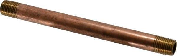 Merit Brass - 6" Long, 1/4" Pipe Threaded Brass Pipe Nipple - NPT Thread, Red Brass - All Tool & Supply