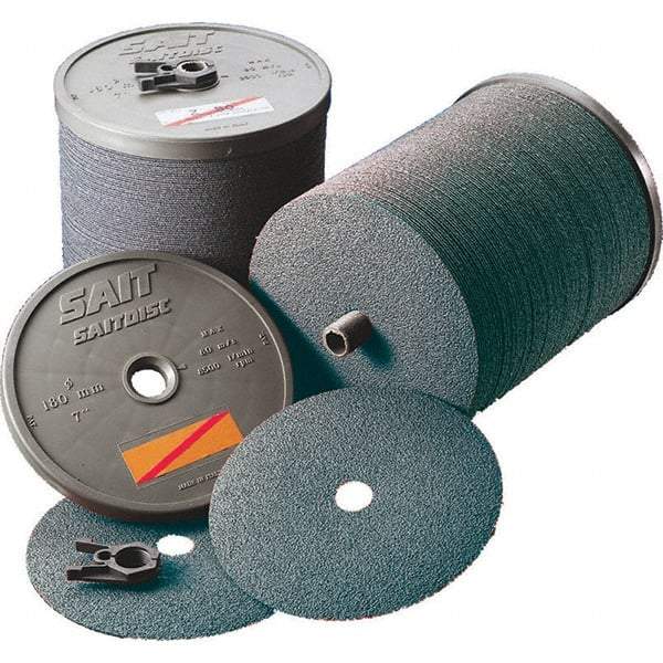 Sait - 7" Diam 7/8" Hole 80 Grit Fiber Disc - Medium Grade, Zirconia Alumina, 8,500 Max RPM, Series Z - All Tool & Supply