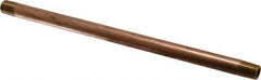 Merit Brass - 10" Long, 1/4" Pipe Threaded Brass Pipe Nipple - NPT Thread, Red Brass - All Tool & Supply