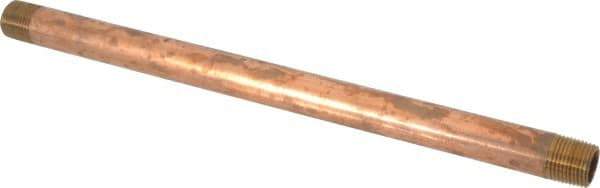 Merit Brass - 10" Long, 3/8" Pipe Threaded Brass Pipe Nipple - NPT Thread, Red Brass - All Tool & Supply