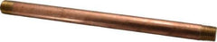 Merit Brass - 12" Long, 1/2" Pipe Threaded Brass Pipe Nipple - NPT Thread, Red Brass - All Tool & Supply