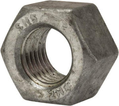 Value Collection - 7/8-9 UNC Steel Right Hand Heavy Hex Nut - 1-7/16" Across Flats, 55/64" High, Galvanized Finish - All Tool & Supply