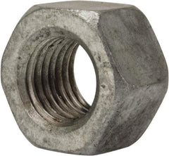 Value Collection - 1-8 UNC Steel Right Hand Heavy Hex Nut - 1-5/8" Across Flats, 63/64" High, Galvanized Finish - All Tool & Supply