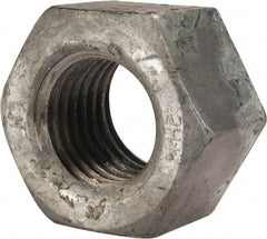 Value Collection - 1-3/8 - 6 UNC Steel Right Hand Heavy Hex Nut - 2-3/16" Across Flats, 1-11/32" High, Hot Dipped Galvanized Finish - All Tool & Supply