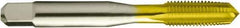 Made in USA - 5/16-24 UNF 2/3B 4 Flute TiN Finish High Speed Steel Straight Flute Standard Hand Tap - Taper, Right Hand Thread, 2-23/32" OAL, 1-1/8" Thread Length, H3 Limit, Oversize - All Tool & Supply