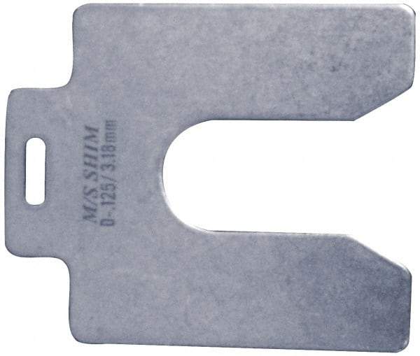 Made in USA - 20 Piece, 3 Inch Long x 3 Inch Wide x 0.004 Inch Thick, Slotted Shim Stock - Stainless Steel, 3/4 Inch Wide Slot - All Tool & Supply
