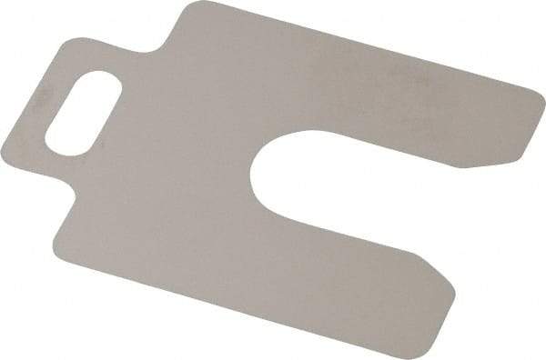 Made in USA - 20 Piece, 2 Inch Long x 2 Inch Wide x 0.004 Inch Thick, Slotted Shim Stock - Stainless Steel, 5/8 Inch Wide Slot - All Tool & Supply