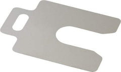 Made in USA - 20 Piece, 2 Inch Long x 2 Inch Wide x 0.006 Inch Thick, Slotted Shim Stock - Stainless Steel, 5/8 Inch Wide Slot - All Tool & Supply