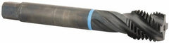 Emuge - M30x3.50 Metric Coarse 4 Flute 6H Modified Bottoming Spiral Flute Tap - Cobalt, Oxide Finish, 7.087" OAL, Right Hand Flute, Right Hand Thread, Series Enorm-VA - All Tool & Supply